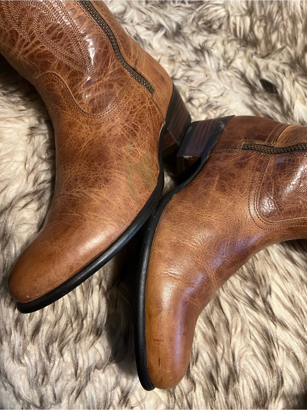 Ariat Women's Tan Brown Over-the-Knee Leather Boots with Side Zip Sz 8 B - Picture 13 of 16